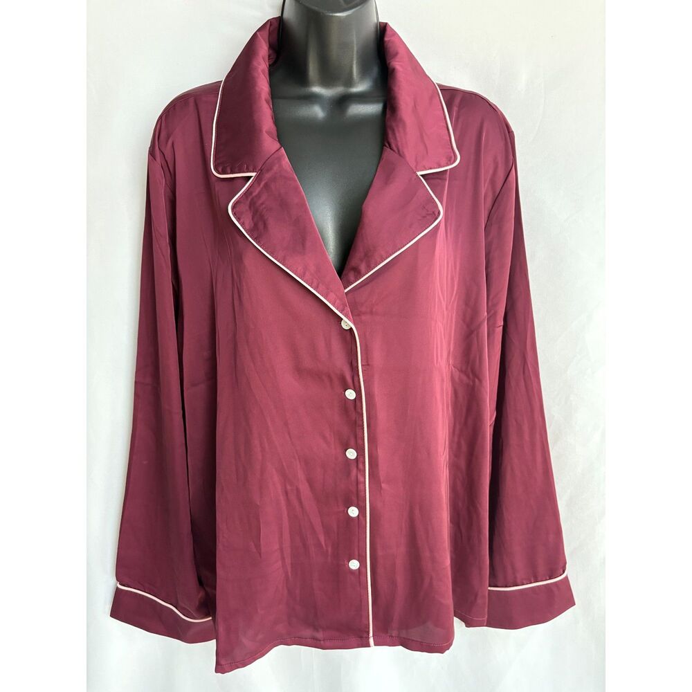 Bare Necessities NWT Burgundy The Washed Satin Sleepshirt Pajamas Classy 2XL XXL
